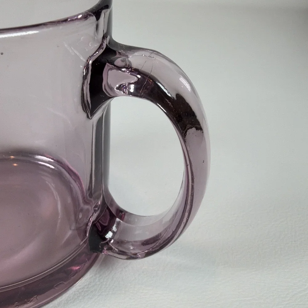 Vintage Starbucks Coffee Mug 1990s Clear Rose Pink Glass Etched Logo Made in USA